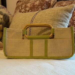 Green and Tan Woven Handbag